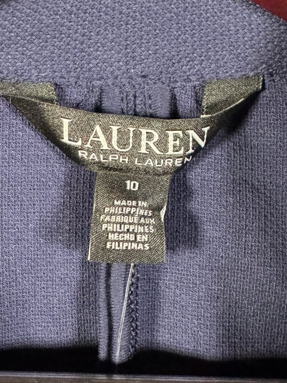 Lauren Ralph Lauren Blazer Womens 10 Navy Two Tone Double Breasted Pique $325 - Picture 5 of 13